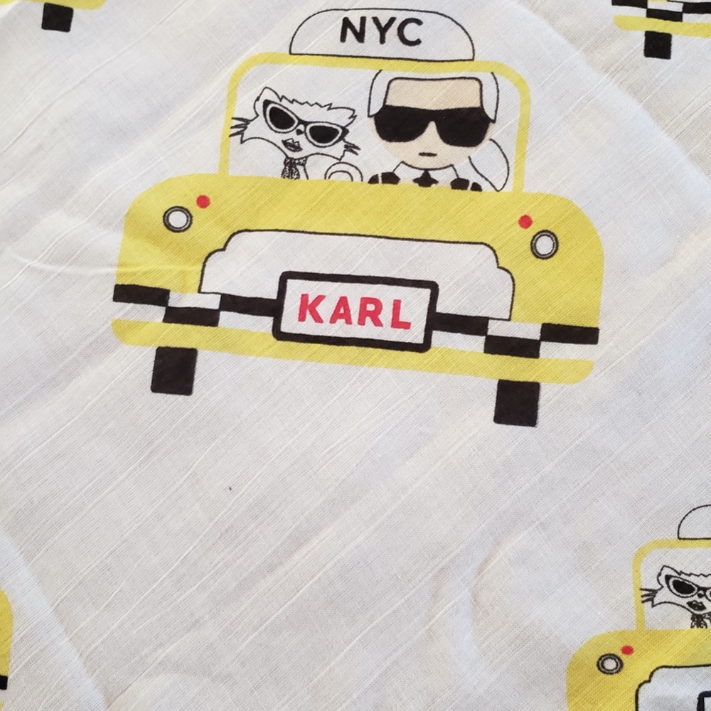 NWT Karl Lagerfeld Ikonik Print Silk Modal Large Square Frayed Edges Black Scarf - Picture 4 of 15